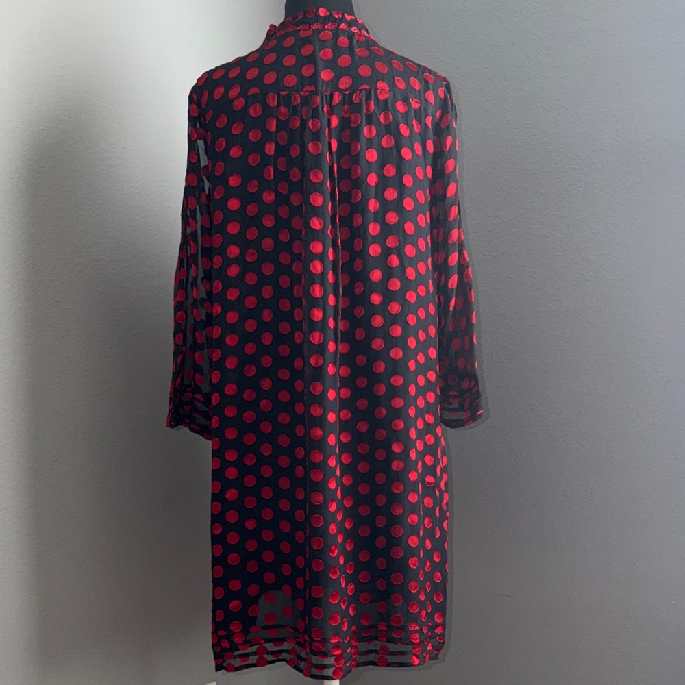 Diane Von Furstenberg Red and Black Polka Dot Print Mini Dress Size 8 - Picture 9 of 15